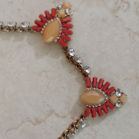 J. Crew Pink and Blush Art Deco Necklace with Rhinestones 20 Inches in Length - Picture 7 of 16